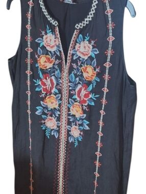 Johnny Was 3J Workshop Women’s Embroidered Tunic Dress Small Cotton Boho Floral